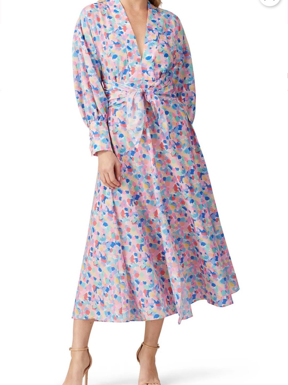 Paloma Blue Bronte Dress Multi-Color Abstract Print Wrap Midi Dress XS